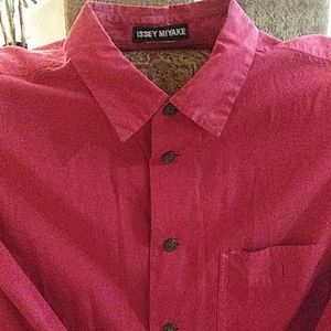 Mens Long Sleeved ISSEY MIYAKE Red Cotton